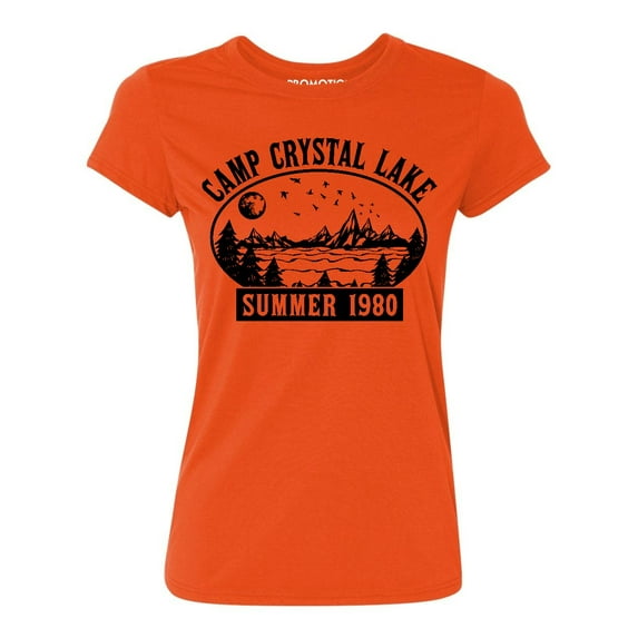 P&B Camp Crystal Lake Halloween Parody Costume Women's T-shirt, M, Orange