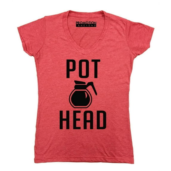 P&B Coffee Pot Head Women's V-neck, Heather Red, 2XL