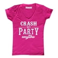 thumbnail image 1 of P&B Crash My Party Anytime Funny Women's V-neck, Pink, L, 1 of 2