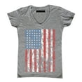 thumbnail image 1 of P&B Distressed USA Flag 4th of July Independence Day Women's V-neck, Heather Gray, L, 1 of 2