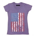 thumbnail image 1 of P&B Distressed USA Flag 4th of July Independence Day Women's V-neck, Heather Purple, XL, 1 of 2