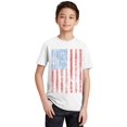 thumbnail image 1 of P&B Distressed USA Flag 4th of July Independence Day Youth T-shirt, White, XS, 1 of 2