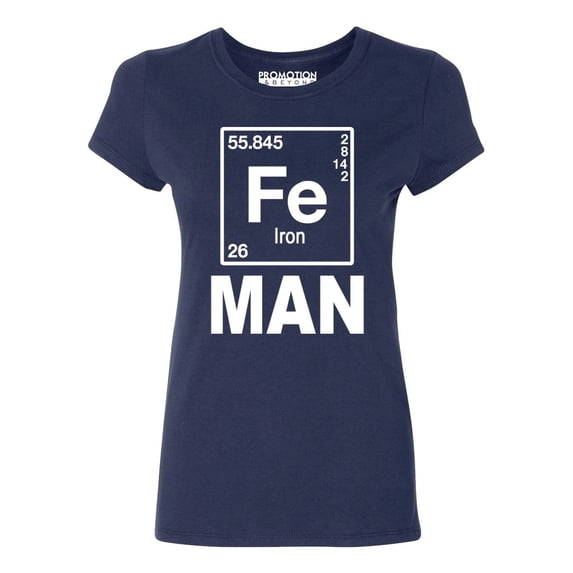 P&B Fe (Iron) Man Element Women's T-shirt, Navy, M