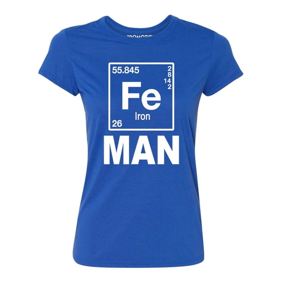 P&B Fe (Iron) Man Element Women's T-shirt, Royal, S