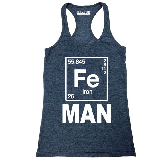 P&B Fe (Iron) Man Element Women's Tank Top, Heather Navy, L