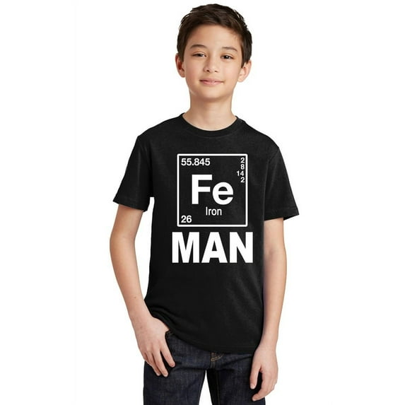 P&B Fe (Iron) Man Element Youth T-shirt, Black, XS