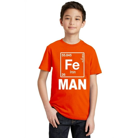 P&B Fe (Iron) Man Element Youth T-shirt, Orange, M