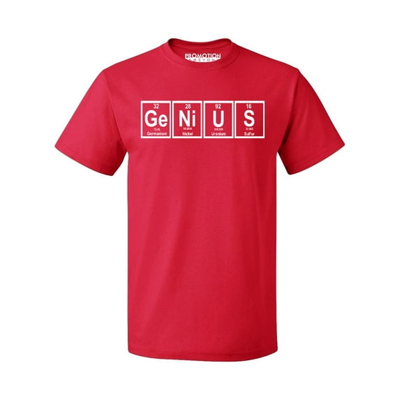 P&B Genius Periodic Table Funny Men's T-shirt, Red, 2XL