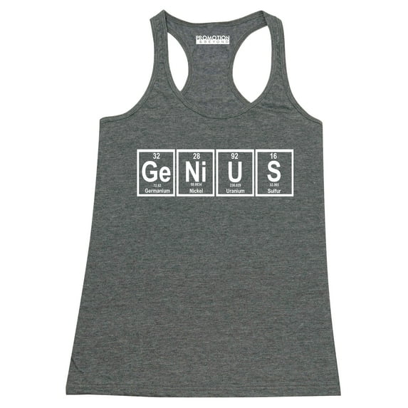 P&B Genius Periodic Table Funny Women's Tank Top, Heather Charcoal, L