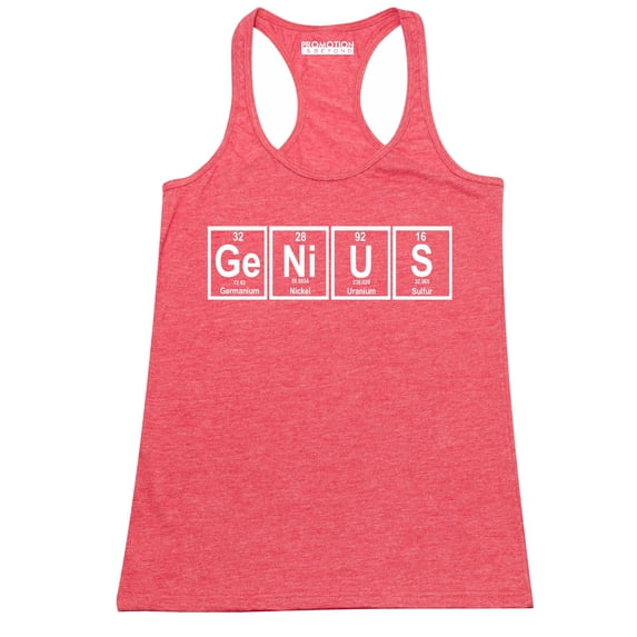 P&B Genius Periodic Table Funny Women's Tank Top, Heather Red, L