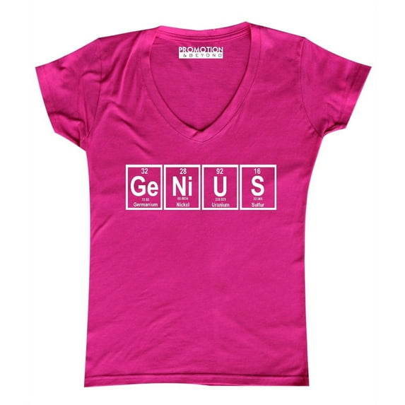 P&B Genius Periodic Table Funny Women's V-neck, Heather Pink, L