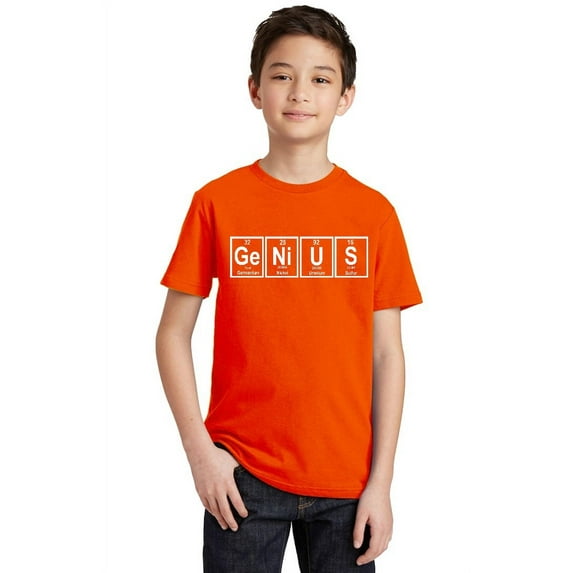 P&B Genius Periodic Table Funny Youth T-shirt, Orange, S