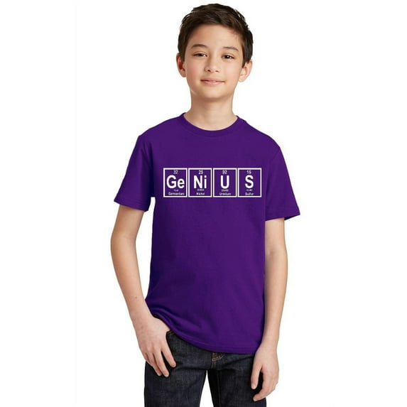 P&B Genius Periodic Table Funny Youth T-shirt, Purple, S