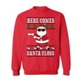 thumbnail image 1 of P&B Here Comes Santa Floss Ugly Christmas Sweater Crewneck Sweatshirt, M, Red, 1 of 2