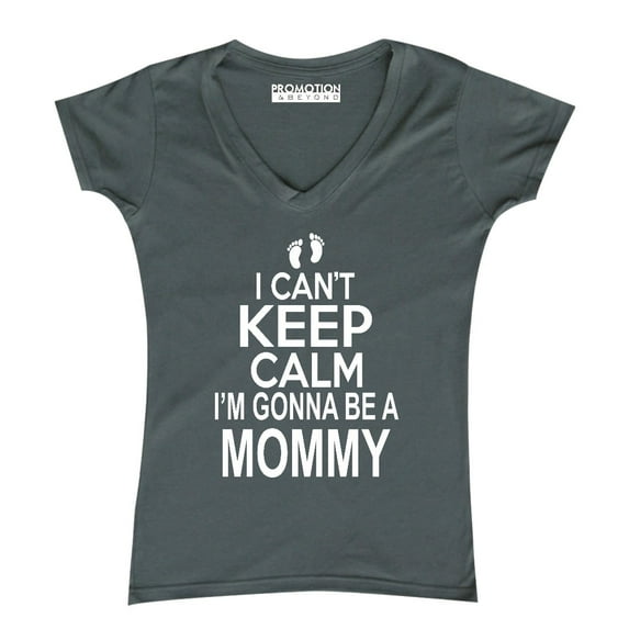 P&B I Can’t Keep Calm I'm Going to Be A Mommy Women's V-neck, Charcoal, 2XL