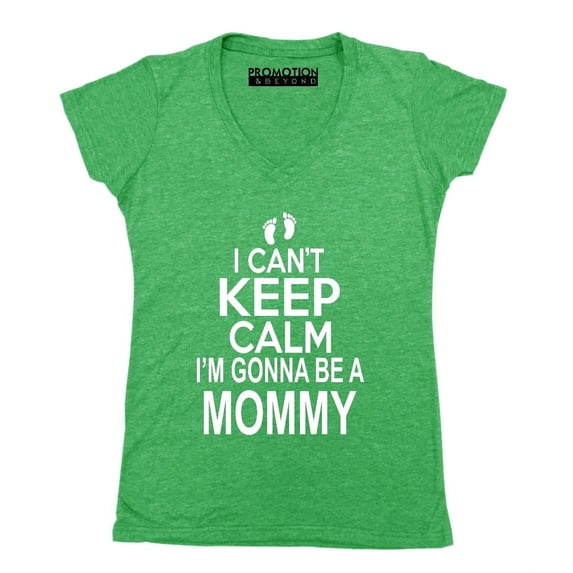 P&B I Can’t Keep Calm I'm Going to Be A Mommy Women's V-neck, Heather Green, XL