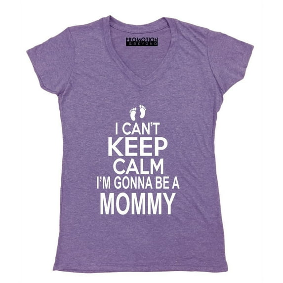 P&B I Can’t Keep Calm I'm Going to Be A Mommy Women's V-neck, Heather Purple, 2XL