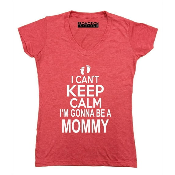 P&B I Can’t Keep Calm I'm Going to Be A Mommy Women's V-neck, Heather Red, XL