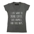 thumbnail image 1 of P&B I Just want to Drink Coffee, Save Animals & Take Naps Women's V-neck, Heather Charcoal, S, 1 of 2
