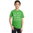 thumbnail image 1 of P&B I Just want to Drink Coffee Save Animals, & Tale Naps Youth T-shirt, Green, L, 1 of 2