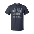 thumbnail image 1 of P&B I Just want to Drink Coffee, Save Animals & do Yoga Men's T-shirt, Navy, S, 1 of 2
