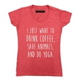 thumbnail image 1 of P&B I Just want to Drink Coffee, Save Animals & do Yoga Women's V-neck, Heather Red, M, 1 of 2