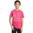 thumbnail image 1 of P&B I Just want to Drink Coffee, Save Animals & do Yoga Youth T-shirt, Cyber Pink, XL, 1 of 2