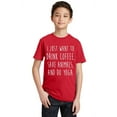 thumbnail image 1 of P&B I Just want to Drink Coffee, Save Animals & do Yoga Youth T-shirt, Red, XS, 1 of 2