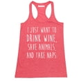 thumbnail image 1 of P&B I Just want to Drink Wine, Save Animals, & Take Naps Women's Tank Top, Heather Red, M, 1 of 2
