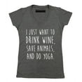 thumbnail image 1 of P&B I Just want to Drink Wine, Save Animals, & do Yoga Women's V-neck, Heather Charcoal, M, 1 of 2