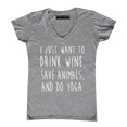thumbnail image 1 of P&B I Just want to Drink Wine, Save Animals, & do Yoga Women's V-neck, Heather Gray, M, 1 of 2
