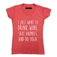 thumbnail image 1 of P&B I Just want to Drink Wine, Save Animals, & do Yoga Women's V-neck, Heather Red, 2XL, 1 of 2