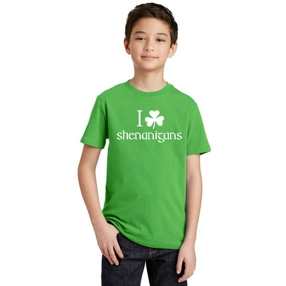 P&B I Shamrock Shenanigans, St Patrick's Day Youth T-shirt, L, Green