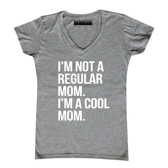P&B Im Not A Regular Mom Im A Cool Mom Women's V-neck, Heather Gray, M