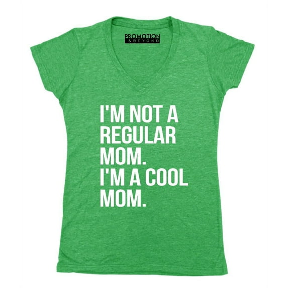 P&B Im Not A Regular Mom Im A Cool Mom Women's V-neck, Heather Green, 2XL