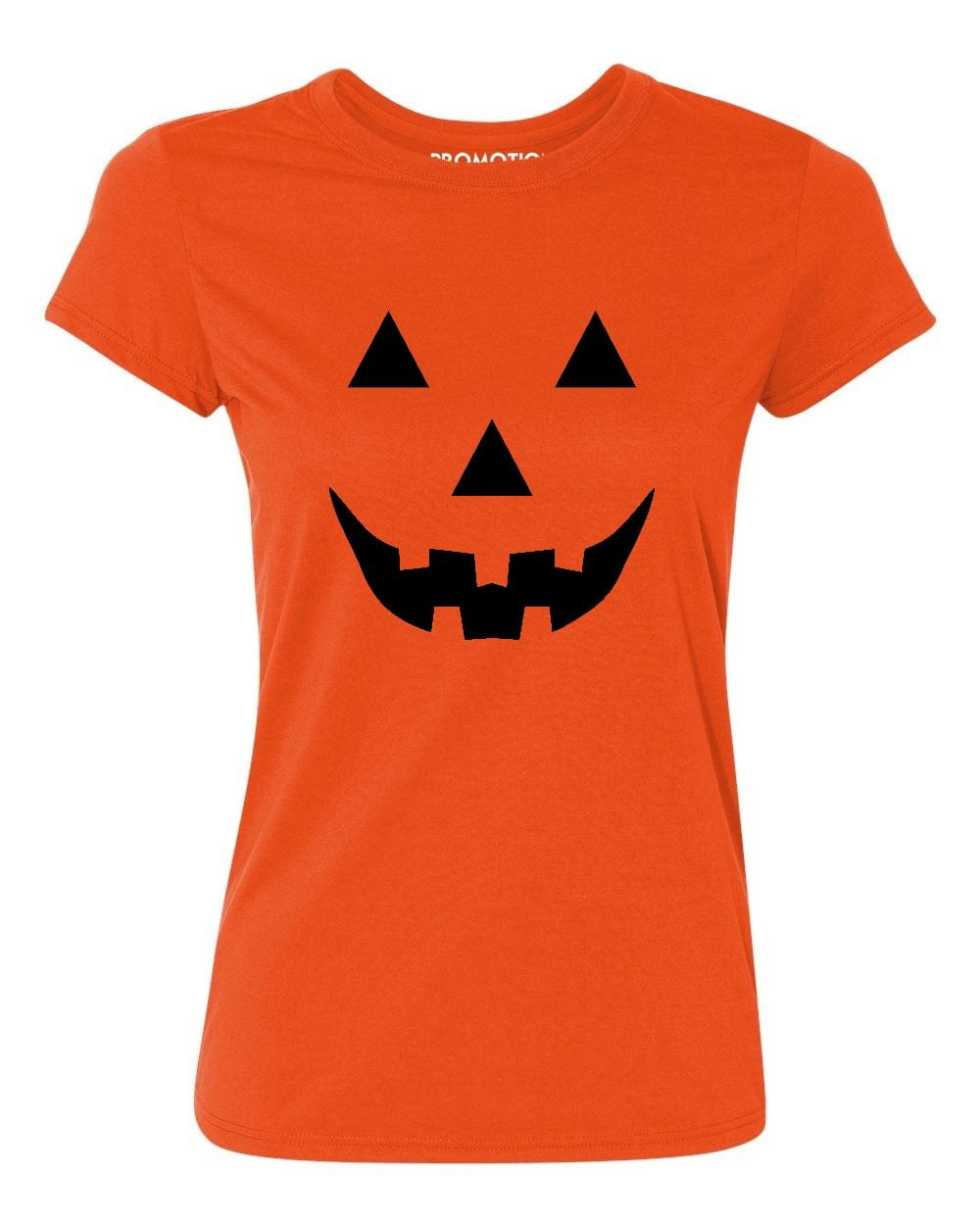 Pumpkin Face T-Shirt Funny Halloween Jack O Lantern Shirt (Orange