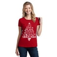thumbnail image 1 of P&B Joy Love Peace Believe Christmas Tree Women's T-shirt, 3XL, Red, 1 of 2