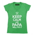 thumbnail image 1 of P&B KEEP CALM PAPA WILL FIX IT Women's V-neck, Heather Green, L, 1 of 2