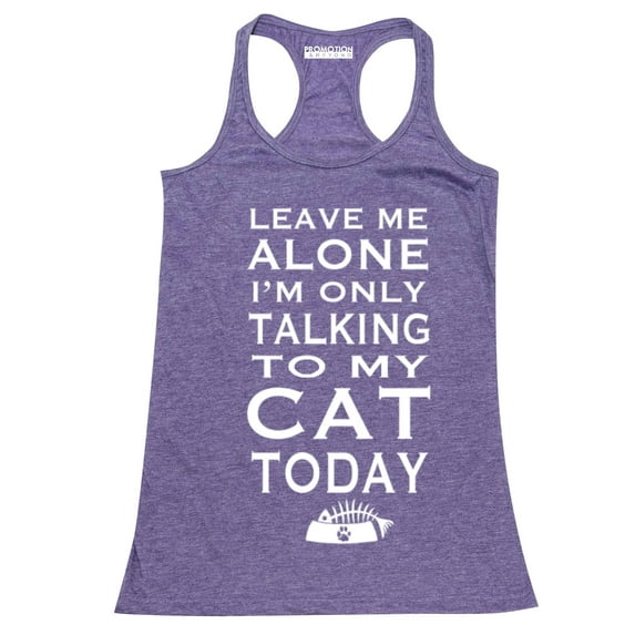 P&B Leave Me Alone Im Only Talking to My Cat Today Women's Tank Top, Heather Purple, S