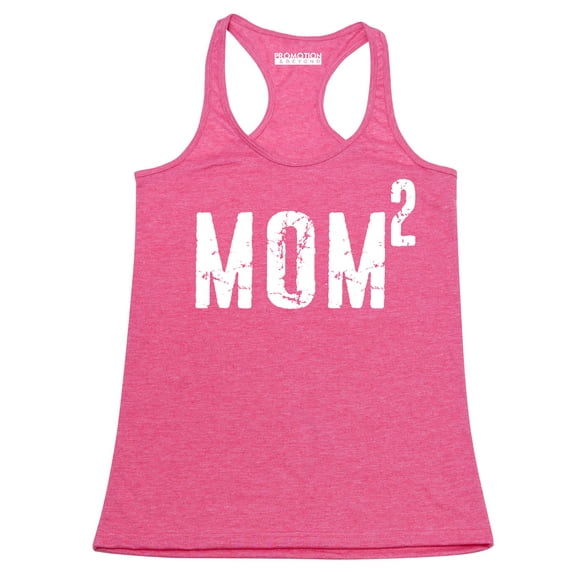 P&B Mom of 2, Mom Squared Women's Tank Top, Heather Pink, XL