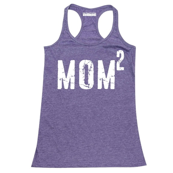 P&B Mom of 2, Mom Squared Women's Tank Top, Heather Purple, XL