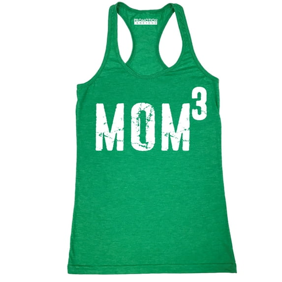 P&B Mom of 3, Mom Cubed Women's Tank Top, Heather Green, L