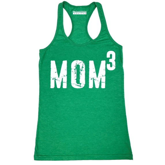 P&B Mom of 3, Mom Cubed Women's Tank Top, Heather Green, S
