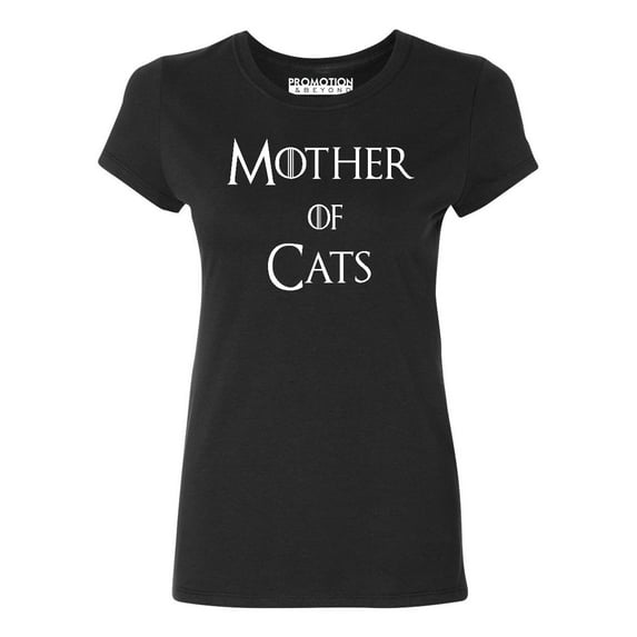 P&B Mother of Cats Funny Women's T-shirt, Black, S