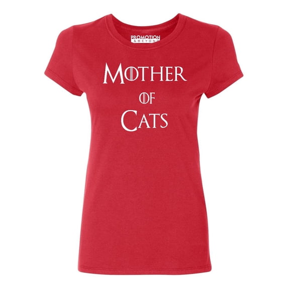 P&B Mother of Cats Funny Women's T-shirt, Red, L
