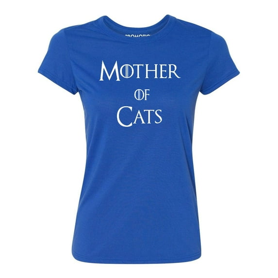 P&B Mother of Cats Funny Women's T-shirt, Royal, S