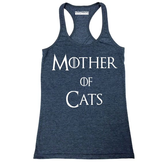 P&B Mother of Cats Funny Women's Tank Top, Heather Navy, XL