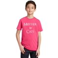 thumbnail image 1 of P&B Mother of Cats Funny Youth T-shirt, Cyber Pink, L, 1 of 2