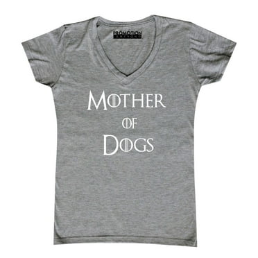 P&B Mother of Dogs Funny Women's V-neck, Heather Gray, M