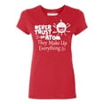 thumbnail image 1 of P&B Never Trust an Atom they Make Up Everything Women's T-shirt, Red, S, 1 of 2
